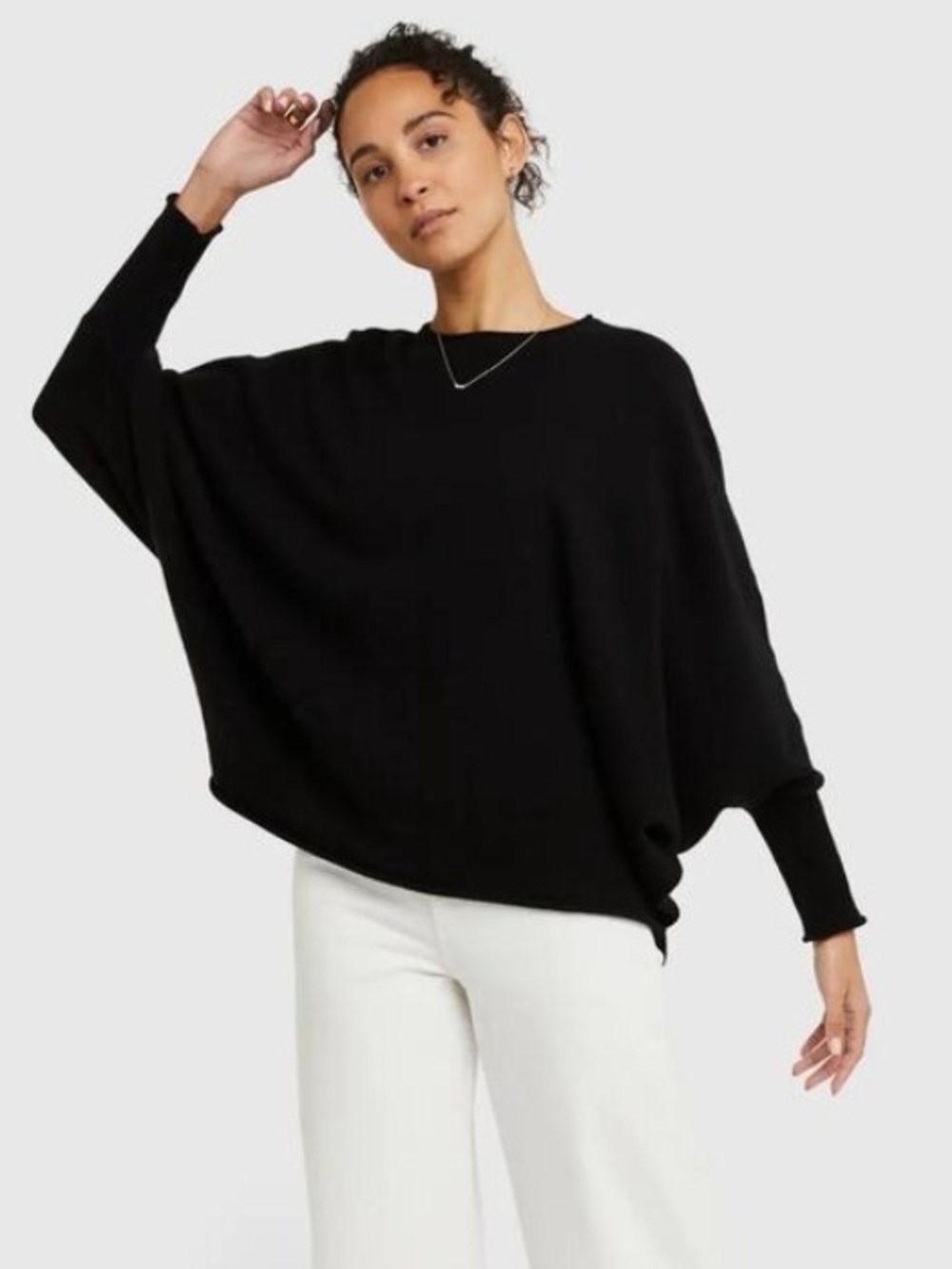 QUINCE Black Mongolian Cashmere Batwing Sweater Size S/M